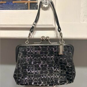Coach Black optic kisslock bag